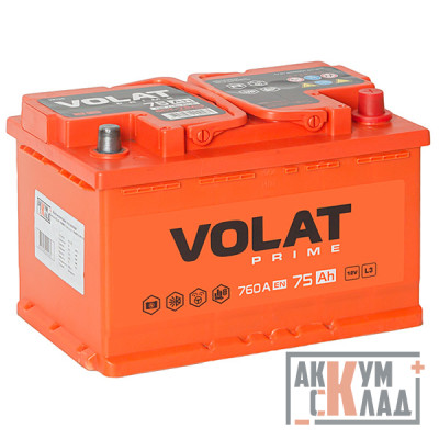 Аккумулятор VOLAT PRIME  75 Ач о.п. 760EN 278*175*190