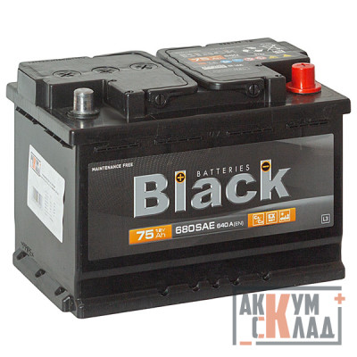 Аккумулятор BLACK  75 Ач о.п. 680/640А 278*175*190