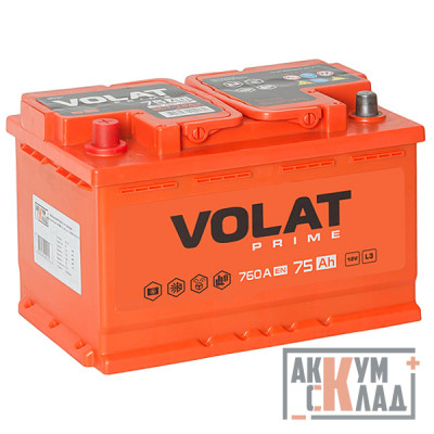 Аккумулятор VOLAT PRIME  75 Ач п.п. 760EN 278*175*190