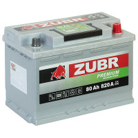 Аккумулятор ZUBR PREMIUM  80 Ач о.п. 820А 278*175*190