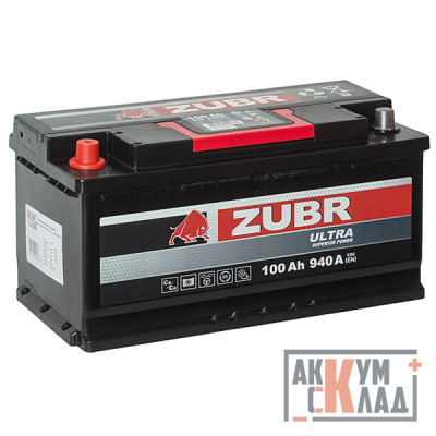 Аккумулятор ZUBR ULTRA 100 Ач п.п. 940А 352*175*190