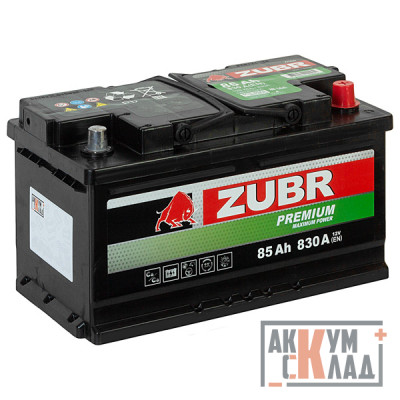 Аккумулятор ZUBR PREMIUM  85 о.п 800А 315*175*175 низкая
