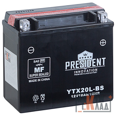 Аккумулятор PRESIDENT INNOVATION AGM 18 Ah о.п. YTX20L-BS 177*86*154