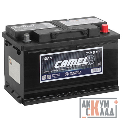 Аккумулятор CAMEL EFB LN4  80Ач о.п. 750А 315*175*190