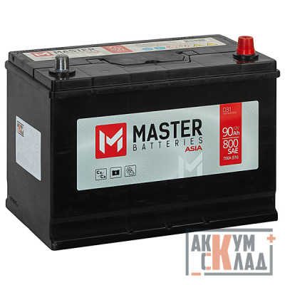СТОК 2024 Аккумулятор MASTER BATTERIES Asia 90 Ач о.п. 800/700А 303x173x225