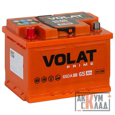 СТОК 2025 Аккумулятор VOLAT PRIME  65 Ач п.п. 650EN 242*175*175 низкий