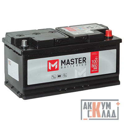 СТОК 2025 Аккумулятор MASTER BATTERIES 100 Ач о.п. 860/800А 352*175*190